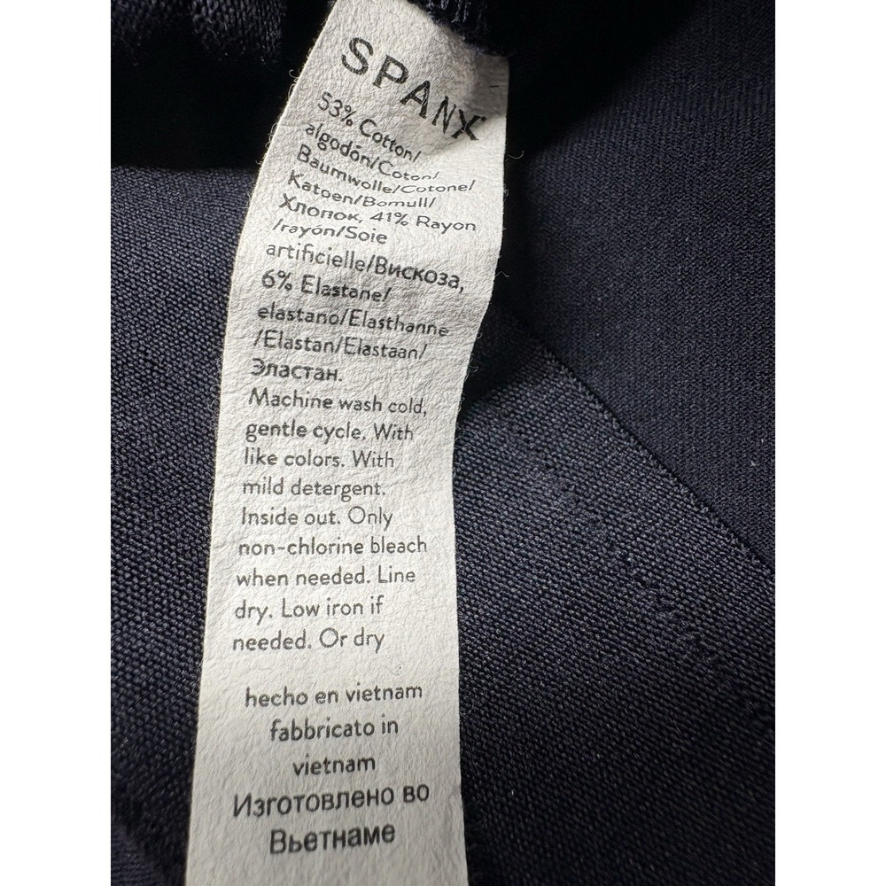 Spanx Polished Kick Flare Pants Women Large Navy Stretch Slash Pockets - Picture 5 of 10